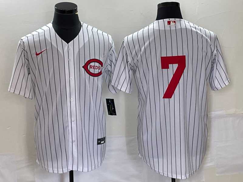 Men%27s Cincinnati Reds #7 Spencer Steer White 2022 Field of Dreams Cool Base Jersey->chicago white sox->MLB Jersey